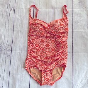 Orange one piece swimsuit, size 12.